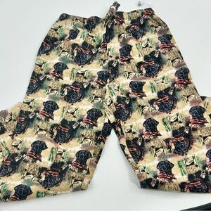 New Saddlebred Mens Pajamas Lounge Pants PJs Hunting Black Lab Dog Beige Small